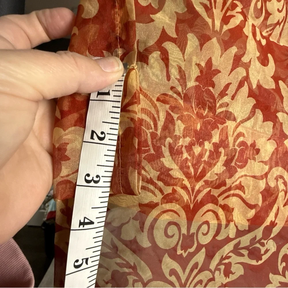 Waverly Damask Sheer Curtain Panel Red Floral Cottagecore Farmhouse French